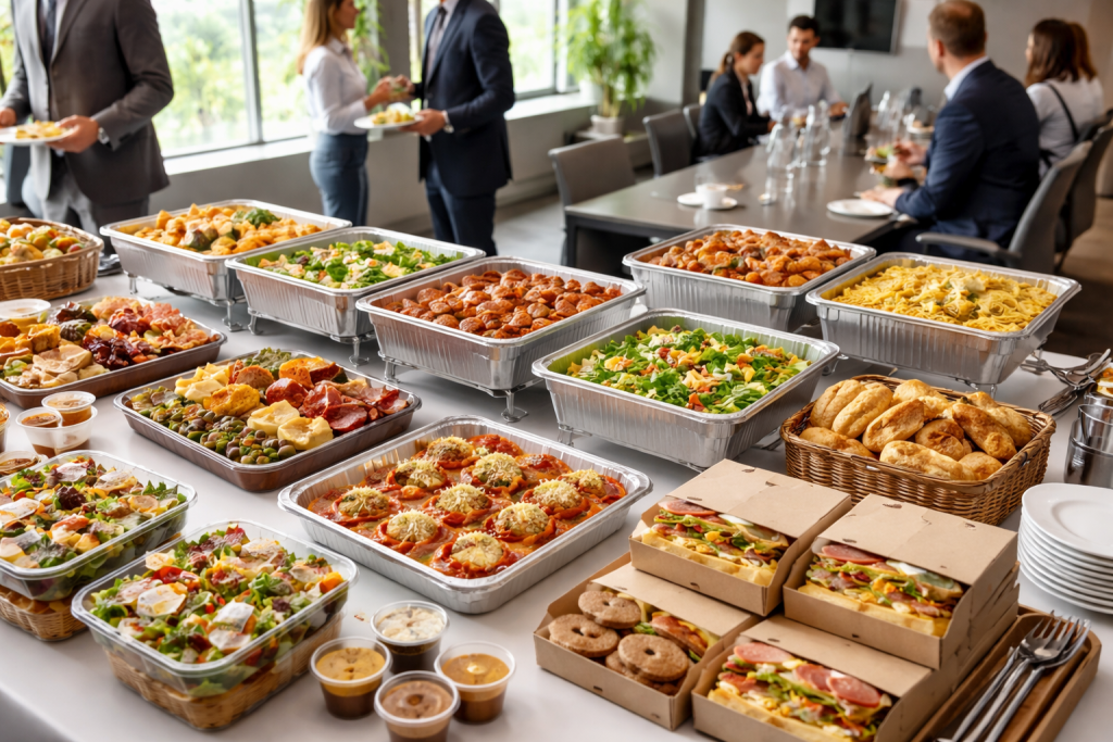 Italian Corporate Catering Setup for Office Lunch Meeting